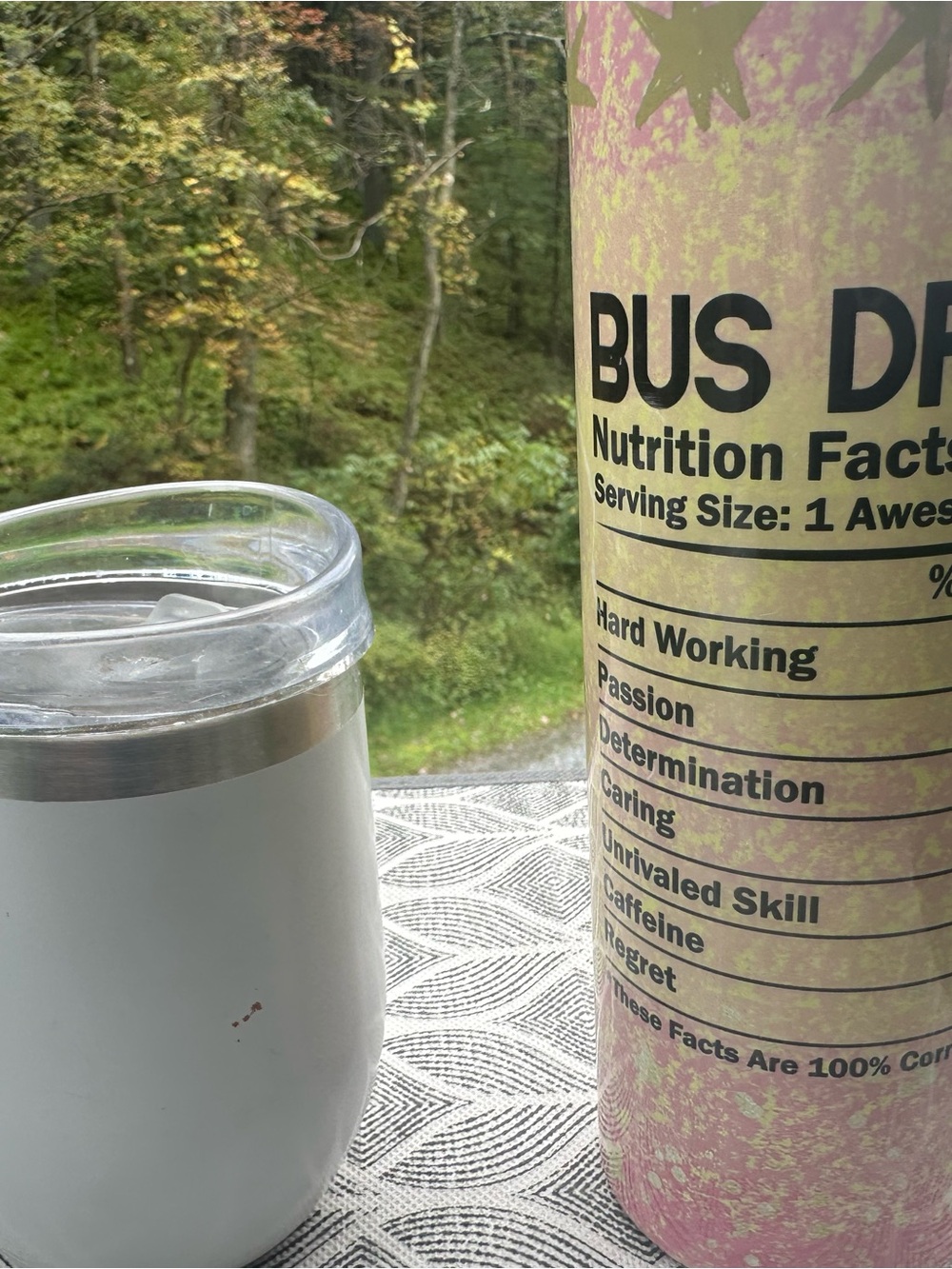 Thank You Travel Tumbler - White with Yellow School Bus Graphic - Picture 4 of 6